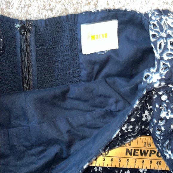 Anthropologie Maeve Lillianne Navy Blue Floral Eyelet Mini Dress size L - Picture 6 of 8